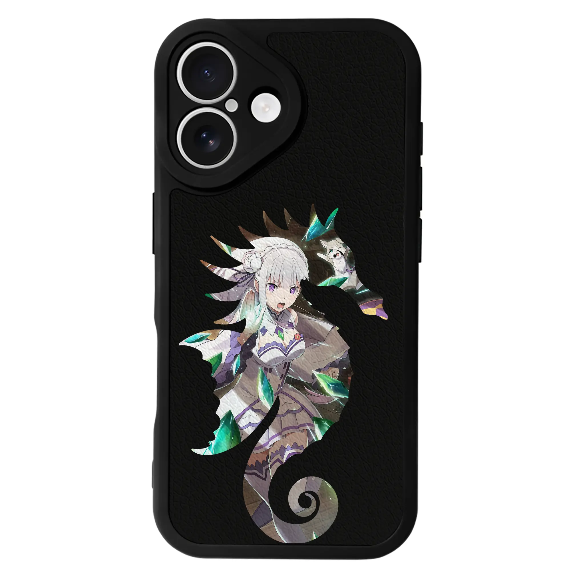 リゼロ グッズ エミリア - IPhone 16シリーズ対応 ・ シリコンスマホケース ・ レザー調 ・ 高精度フィット ・ 耐衝撃 ・ ワイヤレス充電対応 ・ 精密カット